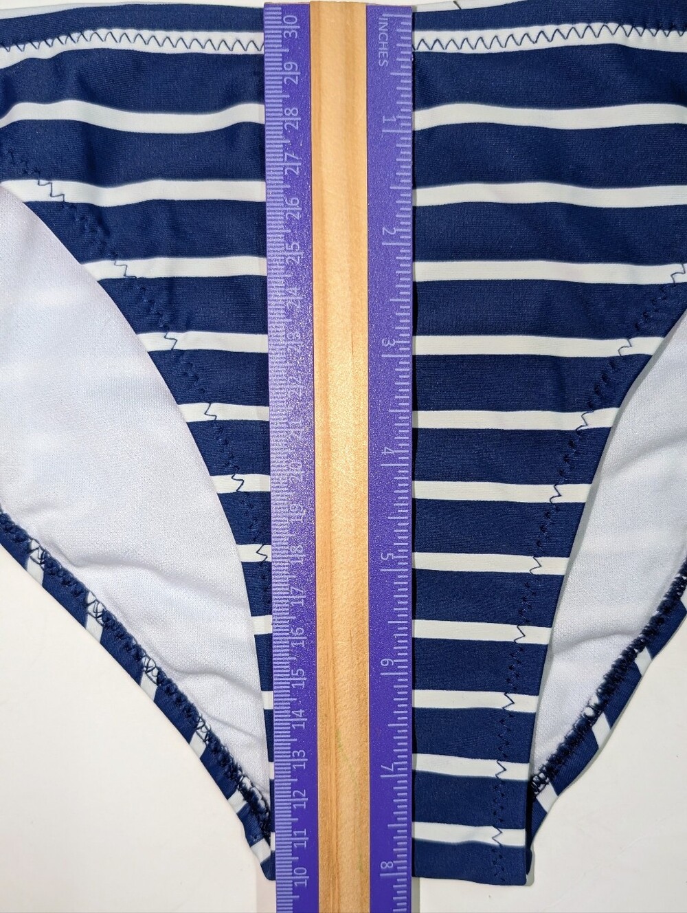 NWT STYLISH Nautical Striped Bikini White Blue Red Bow Low Rise Swimsuit Lg&Med - Picture 7 of 13